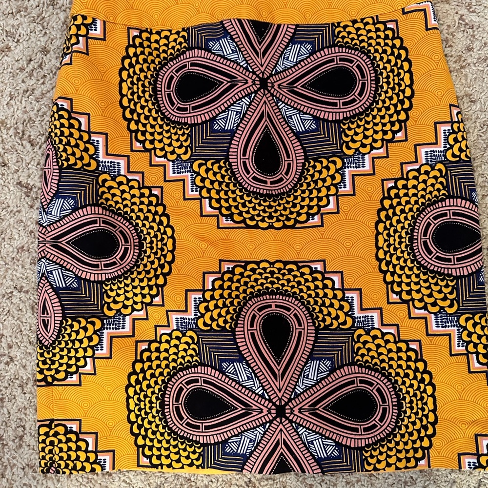 Anthropology Maeve Vibrant Yellow Patterned Skirt